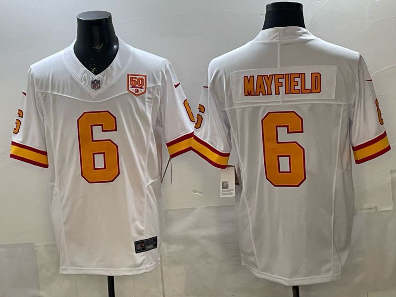 Men 2026 Nike Tampa Bay Buccaneers #6 Mayfield White 5th generation Throwback Limited NFL Jersey 004->tampa bay buccaneers->NFL Jersey